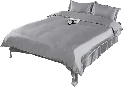 Miniatura 1 de 100% seda pura, color liso, satén sedoso suave, lujoso y calidad de hotel, 6 piezas (1 encimera + 1 sábana bajera + 4 almohadas), juego de sábanas