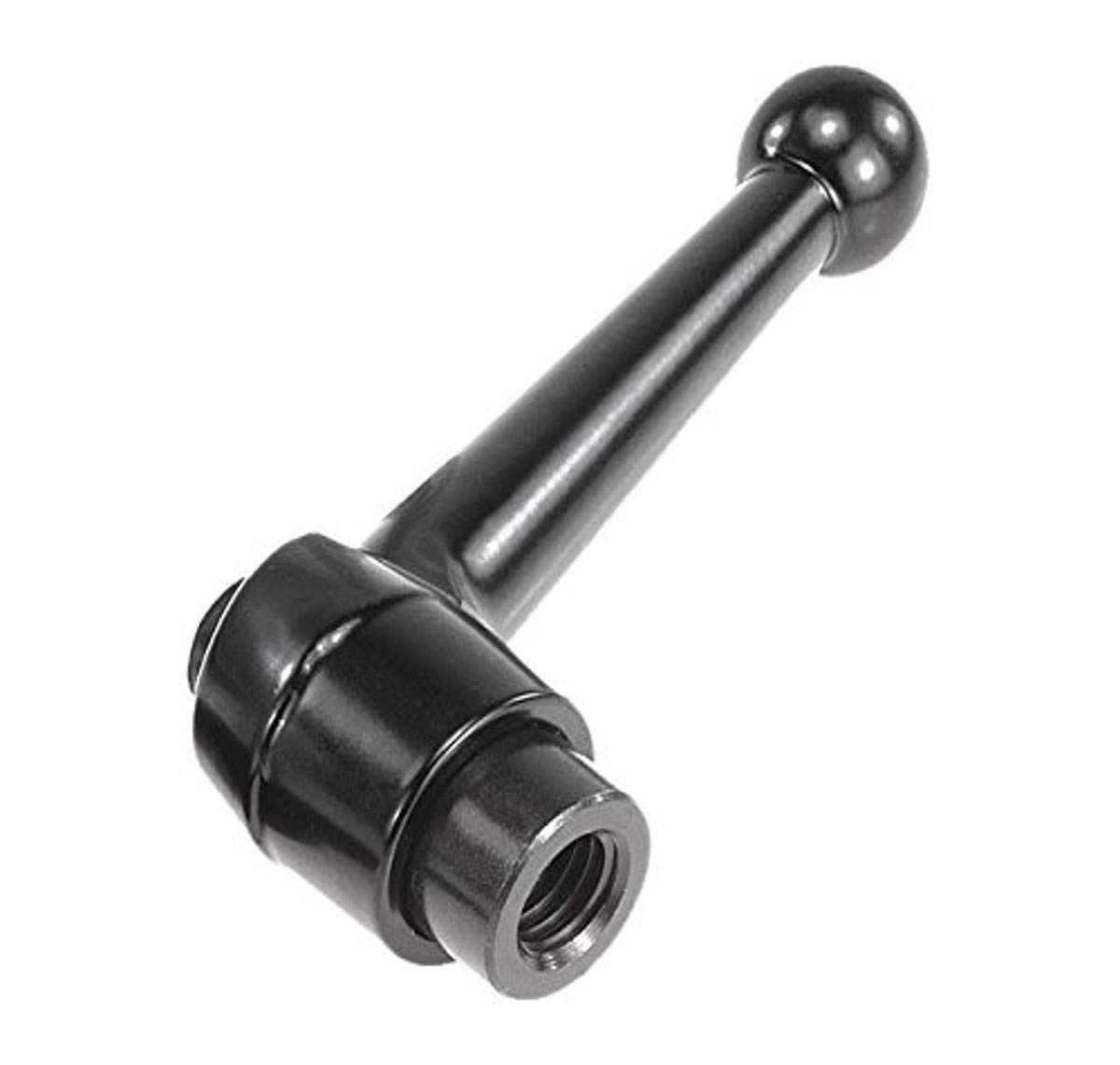 Kipp 06410-1051 Zinc/Steel Adjustable Handle with M5 Internal Thread, Classic Ball Style, Metric, Black Satin Plastic Coated Finish, Steel Components, Size 1