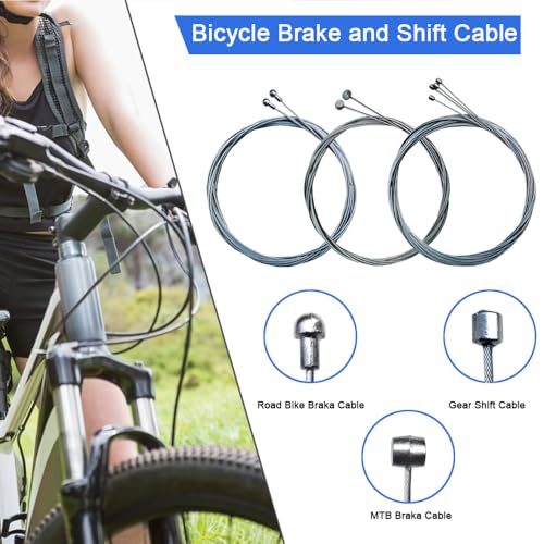 Premium Bike Brake Cable, 54PCS Bicycle brake cable Kit, Universal Bicycle Brake Line, Bike Cable and Shift Cable Housing with Bike Cable End Caps O-Rings for Mountain Road Bike