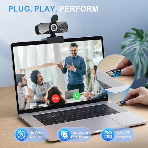 Webcam Full HD 1080P with Built-in Microphone and Rotatable Tripod, Carbon Fiber Board and Privacy Cover, Auto Light Correction, Adjustable FOV, Plug&Play for Zoom/Skype/Facetime/YouTube, Laptop/PC by ILAOLIU - Image 5