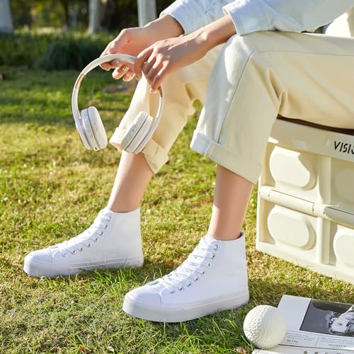 Image of ZGR Womens High Top Canvas Sneakers,Lace-up Canvas Shoes,Casual Tennis Walking Shoes