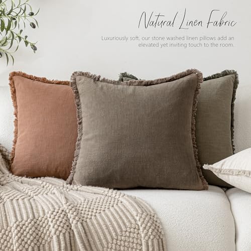Image of Foindtower Decorative 12x20 Inch, 1PC, Cozy Boho Farmhouse Cushion Cover with Tassel Linen Fringe Lumber Throw Pillow Covers Soft Accent Pillowcase for Sofa Bed Living Room Home Decor, Light Brown