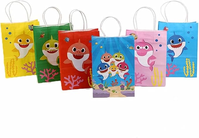 18 Pack Baby Shark Party Favor Bags Cute Shark Gift Bags for Birthday ...