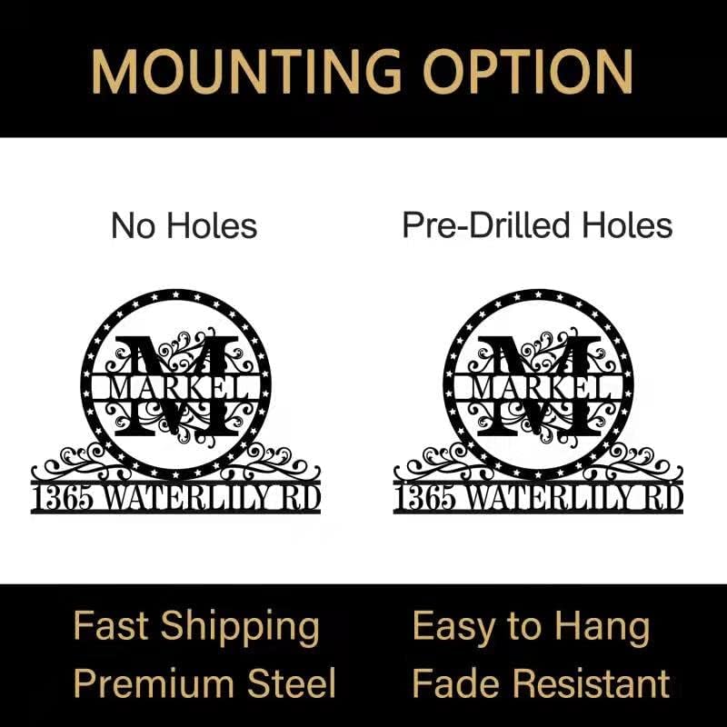 Miniatura 3 de Letreros de metal personalizados Número de casa Letrero de metal personalizado Placa de dirección al aire libre Letra inicial Dividida Letra