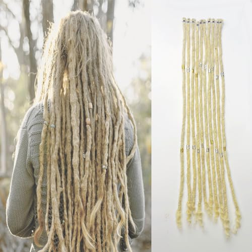 KSDYNOLA 20inch Blonde Dreadlock Extensions 10 Strands 0.4cm Width Culy Ends Loc Extensions Human Hair Crochet Dreads Reggae Style Braiding Hair Handmade for Women/Man (613, 20inch)