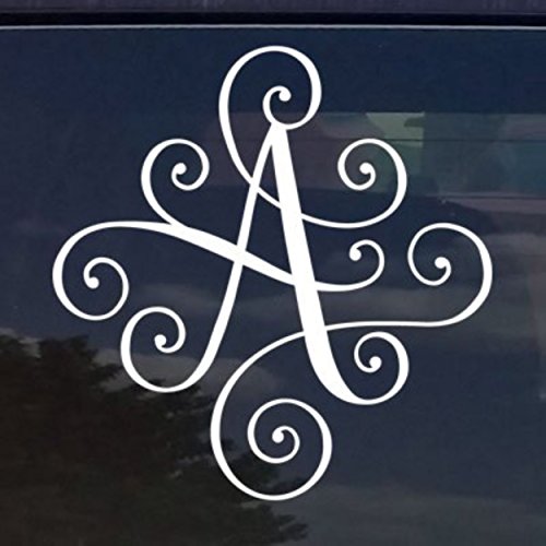 Fusion Graphix Custom Elegant Scroll 'A' Name Letter Sticker for Cars - White