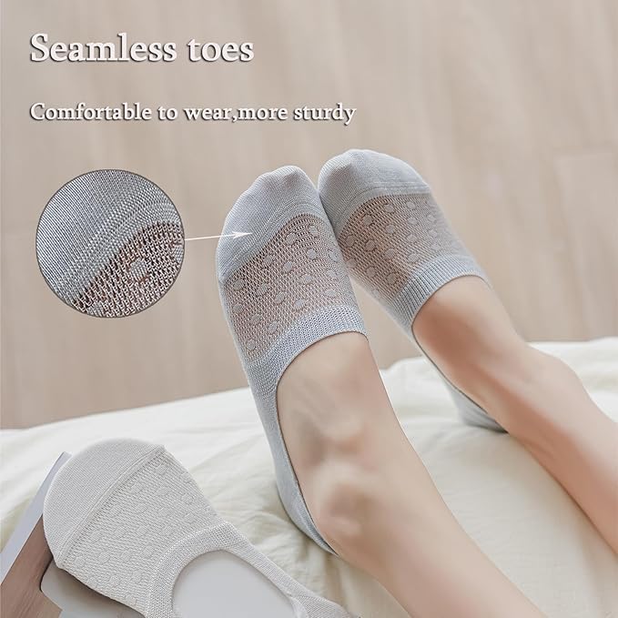 BIVOLU No Show Socks Womens - 6 Pairs Liner Flats Low Cut Socks Non Slip Invisible Ultra Thin Mesh Breathable Cotton Women Sock Comfortable Causal3