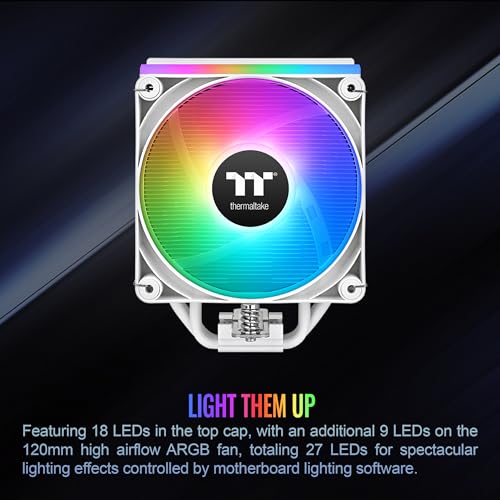 Image of Thermaltake ASTRIA 200 ARGB CPU Cooler; 4 Copper Heat Pipes; 120mm PWM Fan; 500~1800RPM; Single Tower; Intel /AMD; 210W TDP; White; CL-P137-AL12SW-A