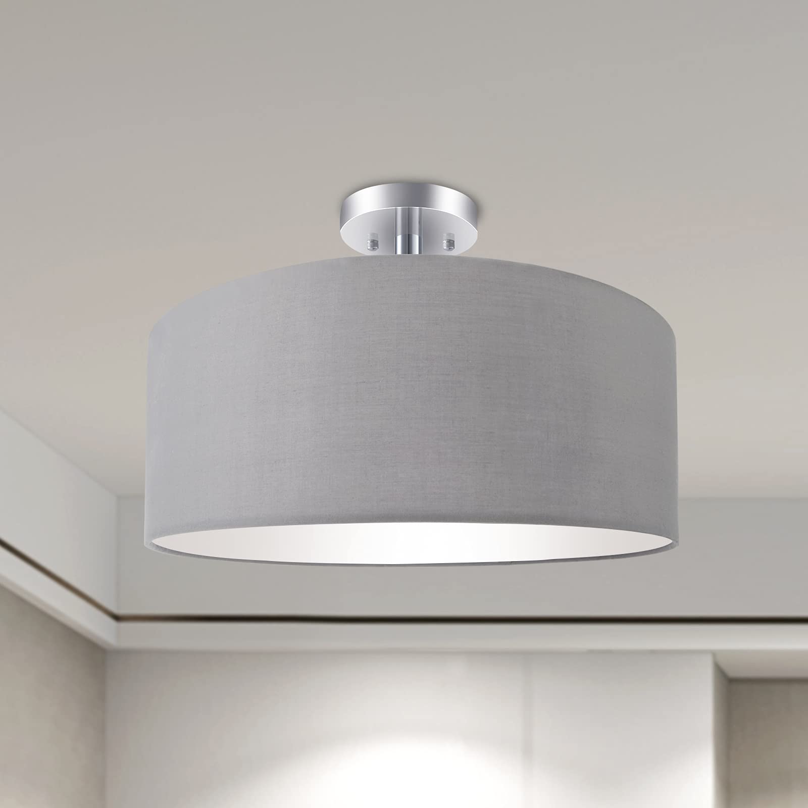 Buy Pauwer 3Light Semi Flush Ceiling Light, Modern Close to Ceiling