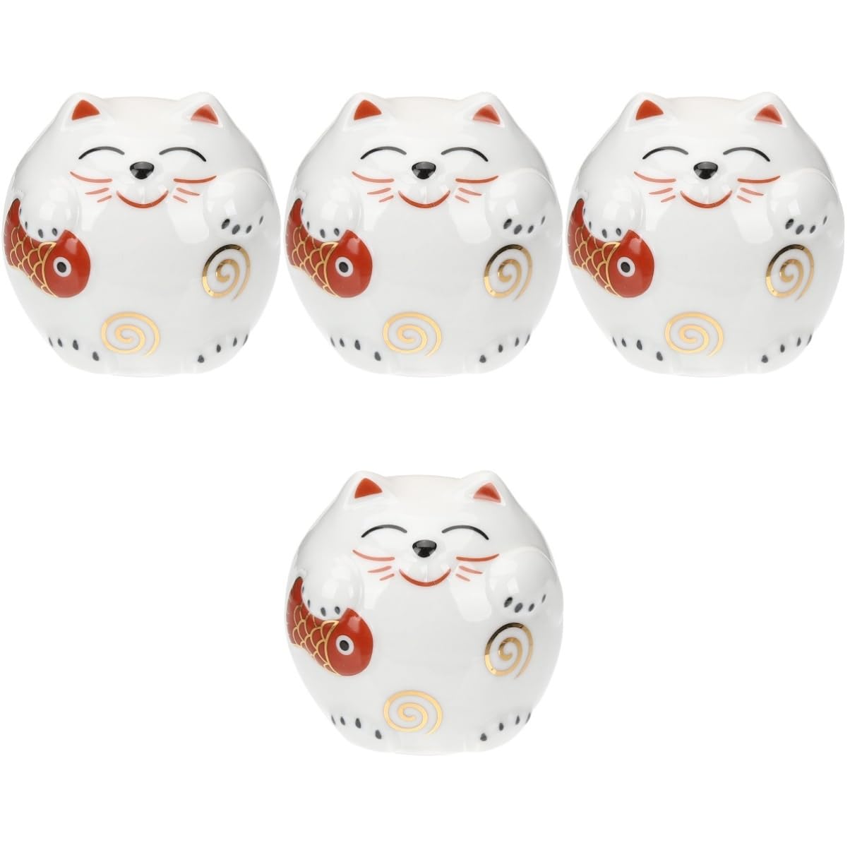 VICASKY 4stücke Ceramic Piggy Bank Maneki Neko Statue Glückskatze Ornamente Für Zuhause Büro Praktische Spardose Mit Verarbeitung Japanische Dekoration Für Katzenliebhaber