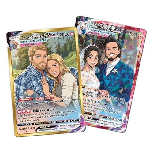 CustomsMerch Custom Valentines Couple Photo Poke Card, Personalized Couple Portrait Anniversary Wedding Card, Gift for Boyfriend Him Her, VMAX Cards