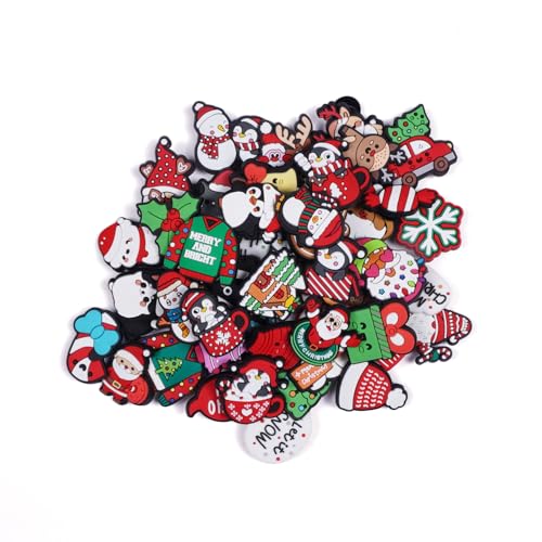 NOVGATU 50 Pcs Shoe Charms for Clog DIY Shoe & Bracelet Wristband Party Gifts Decoration Accessories For Boys Girls Teens Adult (Christmas)