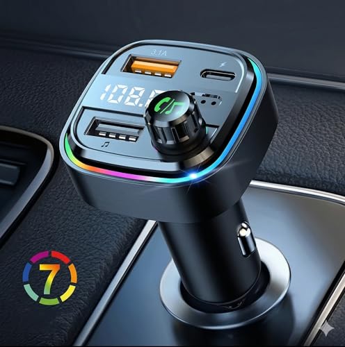 Image of Jaxter Bluetooth 5.3 FM Transmitter for Car with 20W Fast Charging USB-C Port, LED Screen, Hands-Free Call & Music Player Adapter (C26)