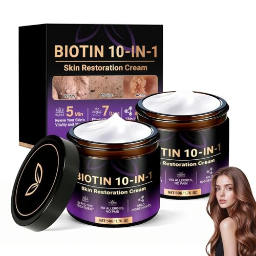 Biotin 10-in-1 Skin Restoration Cream 2026 New Professional Skin Treatment Anti-Wrinkle Lifting & Firming Face Cream Deep Moisturizer with Natural Collagen for All Skin Types -2Pack