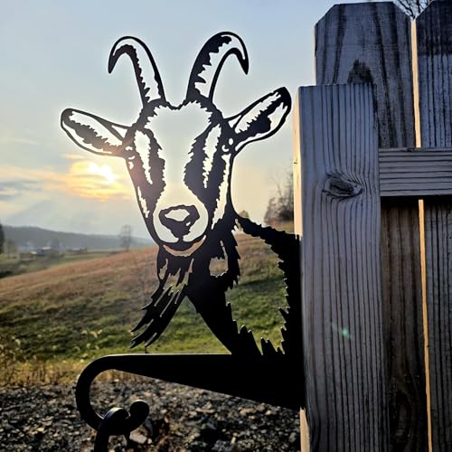 etal Peeking Goat Plant Hanger, Farmhouse-Style Bird Feeder Bracket, Hanging Hook for Garden Baskets, Lanterns, Powder-Coated Outdoor Porch and Yard Decor, Goat Lover Gift