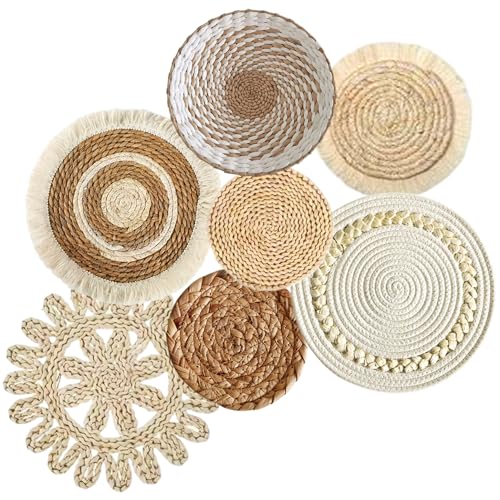 CNAFGBGG 7-teiliges Boho-Wandkorb-Dekor, 6 Größen, rundes...