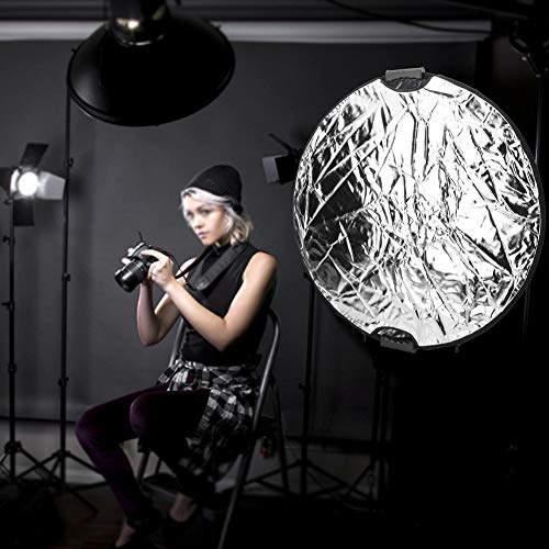 Photography Light Reflectors, 5 in 1 Foldable Reflector Panel Photography Portable Cloth Round Double Handle Reflector for Indoor Outdoor Photo Studio Shooting (80cm)