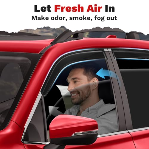 Image of Canvcle Forester Rain Guards - Window Visors for Subaru Forester 2019-2024, Outside-Mount Tape-On Side Window Wind Deflectors for Forester Accessories, Vent Visors Shades Rainproof Black 4PCS