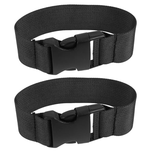 Veemoon Lot de 2 Rallonges de Sangle Noires Non Réglables pour Paquet Banane, Extension Ceinture Solide en Tissu Résistant à L’Abrasion, Coutures Renforcées, Randonnée, Camping et