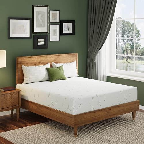 Image of EGOHOME 6 Inch Queen Mattress, Cooling Green Tea Gel Memory Foam for Pressure Relief, Medium Firm Support, Fiberglass Free, Bed in a Box, CertiPUR-US Certified, Green