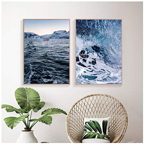 Peinture Motivation Photos Murales Bleu Mer | Toile Salon 50x70cm