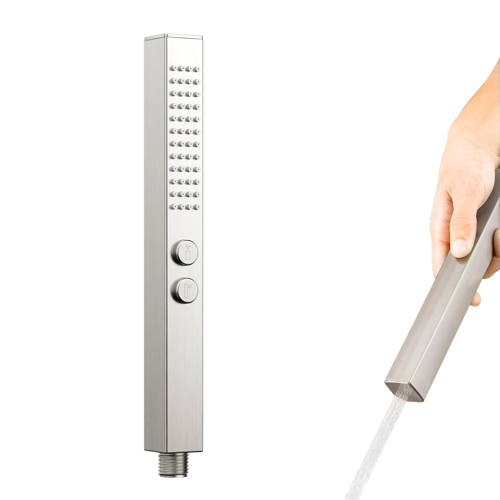 ACEFY Shower Head Water Saving Dual Function Mode Hand Shower with Anti-limescale Nozzles Solid Brass Brushed