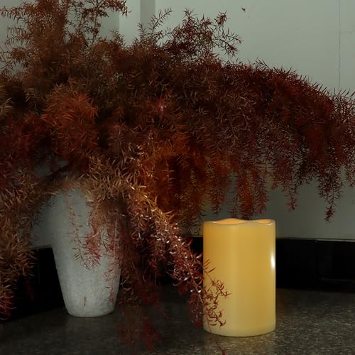 Image of CANDLE CHOICE Extra Large Waterproof Outdoor Flameless Candle D6 inchxH9 inch Big Tall Battery Operated Pillar Candle with 6-hour Auto Timer Ivory Plastic Realistic Flickering LED Light for Garden Decorations