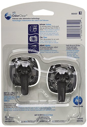 Image of Febreze Car Air Fresheners, New Car Scent, Odor Eliminator for Strong Odors Car Vent Clips (2 Count)