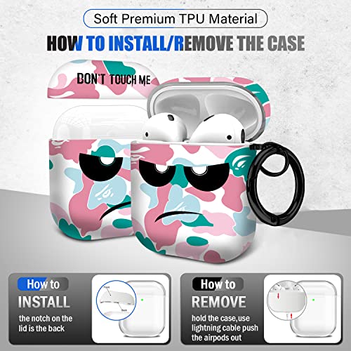 Image of for Airpods Case, Don't Touch Me for Airpods Cover with Keychain Soft Cute Shockproof Cover for Women Men Compatible with for Airpods 2 /1 Charging Case,Pink