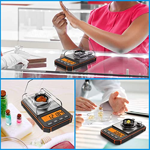 Image of Cason Milligram Pocket Scale, 50g /0.001g Portable Mini Weighing Machine,Gold Weighing Machine, Digital Pocket Weight Machine for Jewellery, Powder, Medicine with Tare & Calibration Weight(Black)