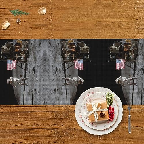 Chemin de table rustique long décoratif lune pour Noël