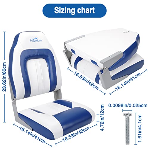 Affordura Boat Seat For Boats With 2 Storage Bags High Back Folding Boat Seat Boat Fold Down Seat (2 Packs), Blue And White #TOP5