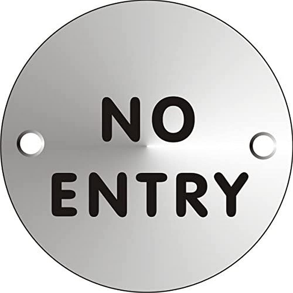 Seco No Entry Sign, 72mm Diameter - 1.5mm Satin Anodised Aluminium