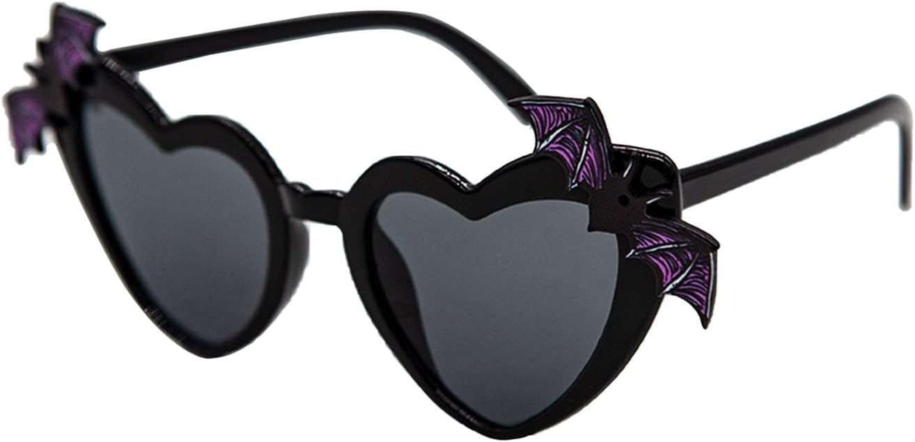 YAMEIZE Halloween Heart Shaped Sunglasses - Love Bat Wing Rave Festival Party Funny Sunglasses - Image 2