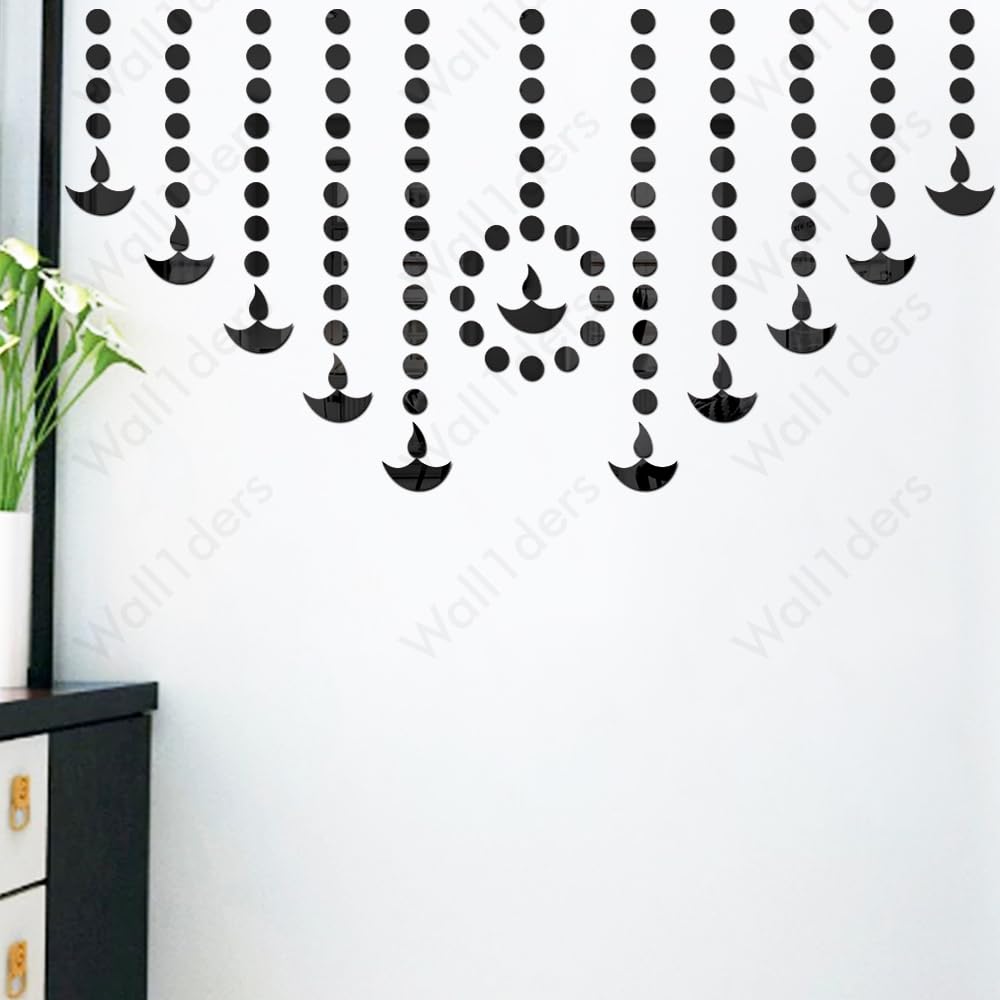 Wall1ders 11 Diya & 100 Dots Mirror Stickers for Wall, Acrylic Mirror Wall Decor Sticker, Wall Mirror Stickers, Acrylic Stickers, Wall Stickers for Hall Room, Bed Room, Kitchen. (Black) (B0CKBRMLMX) Amazon Price History, Amazon Price Tracker