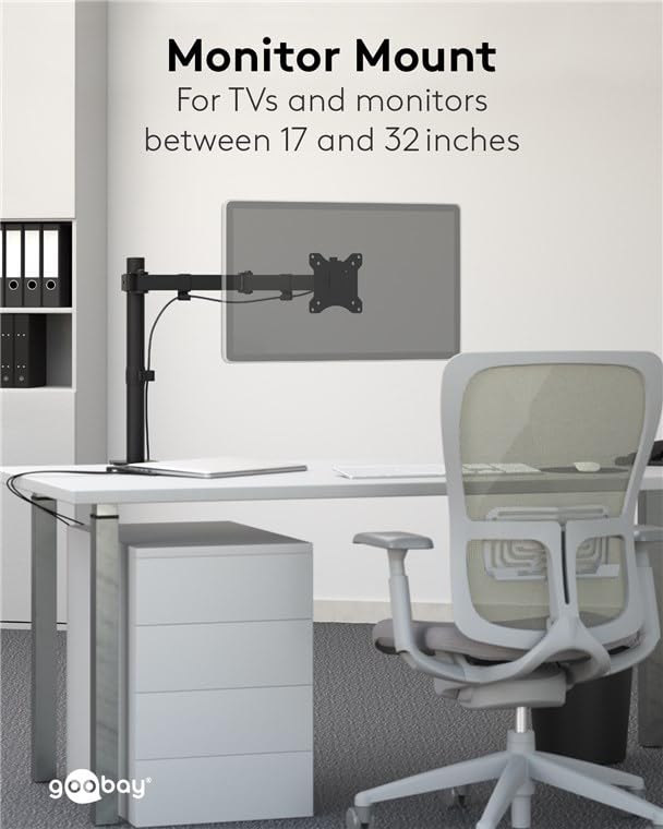 goobay Monitor Desk Mount 17-32 Inch Ergonomic VESA Compatible Up to 8 kg Cable Management - 58528, black, 17"-32" - Image 3