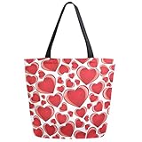 ZzWwR Sweet Cute Hearts Pattern Extra Large Canvas Shoulder Tote Top Handle Bag for Gym Beach Travel Shopping