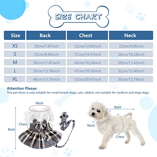 Gyuzh Dog Dress With Dog Leash,Dog Dresses For Small Dogs Puppy Cat Dress Summer Dog Bowknot Skirts Cowboy Plaid Lace Dog Dress Clothes For Small Dogs Girl #TOP4