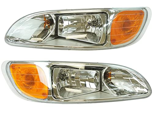 APA Replacement Headlight with Bulb for 2000-2015 Truck 330 335 325 384 337 340 348 382 386 387 Pair Passenger Right RH and Driver Left LH Side