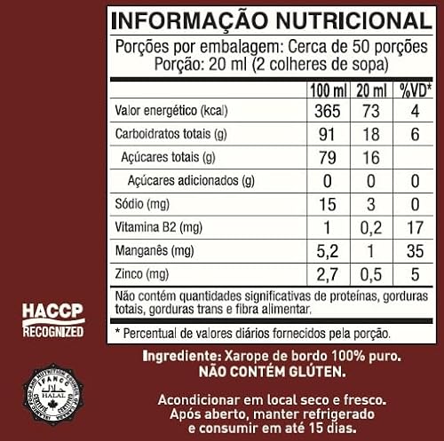 Stuttgart Maple Syrup Tradicional 1 Litro - Amber Rich Taste - 100% Puro - Xarope De Bordo Canadense