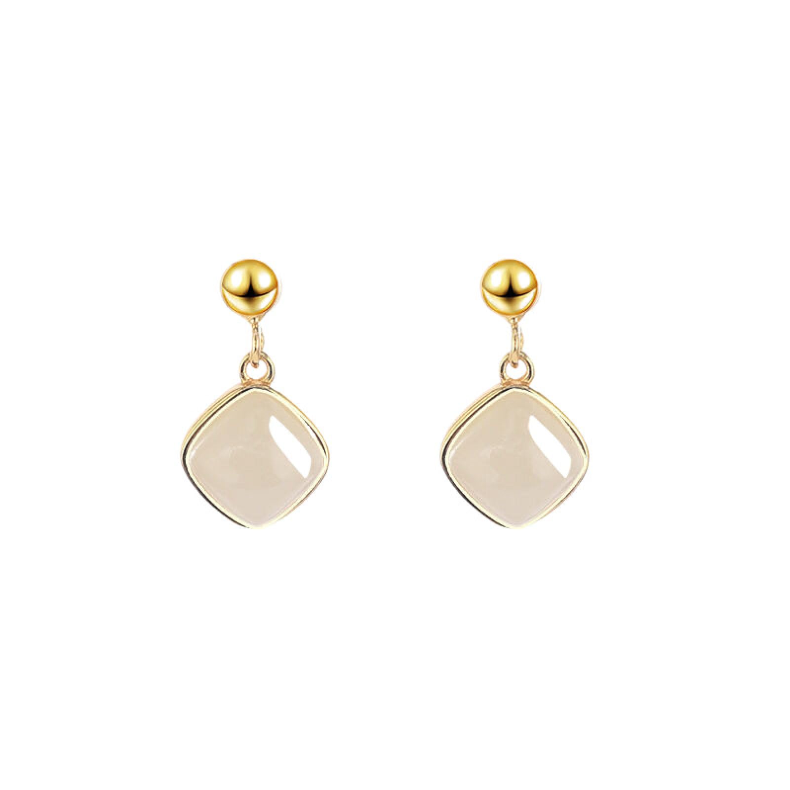 Boucles d'oreilles cerceau carré jade rouge hoops fille all-match