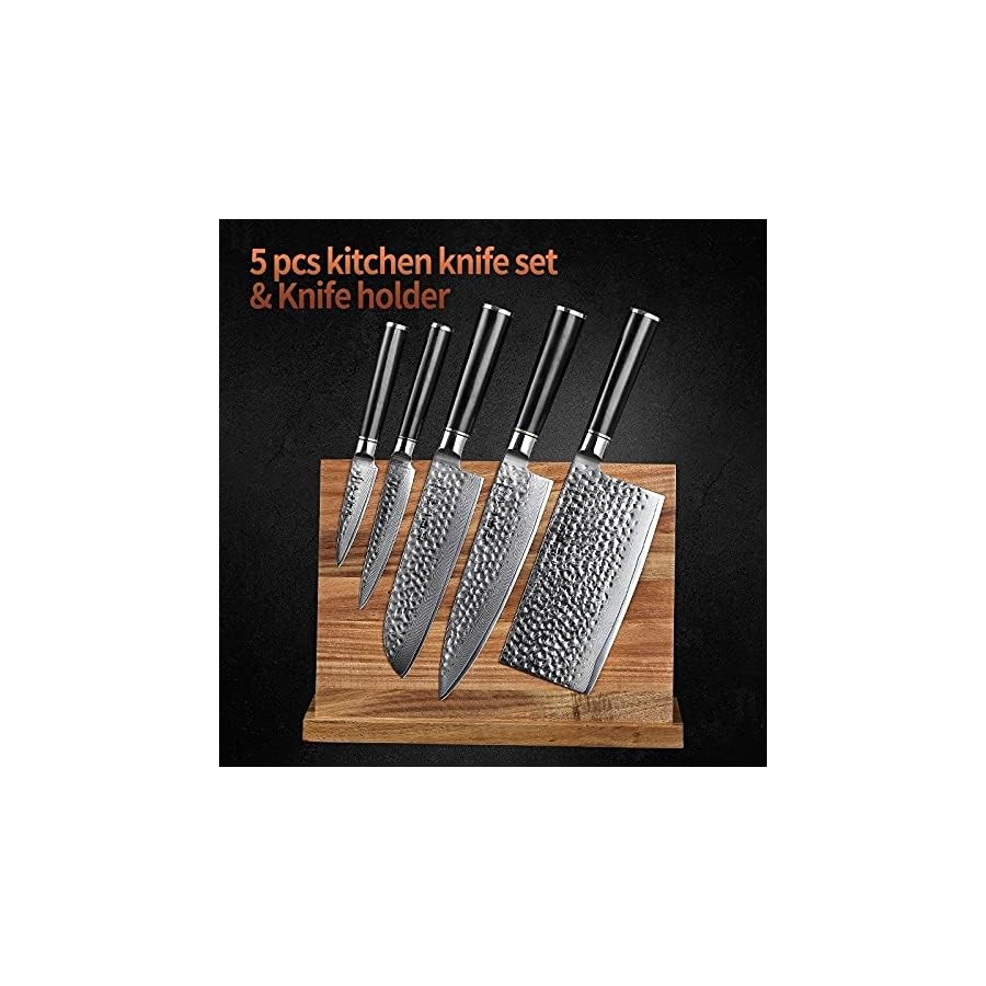 Kitchen-Knife-Sets-5PCS-Knife-Set-VG10-Steel-Damascus-Steel-Chef-Slicing-Utility-Paring-Knife-Magnetic-Tool-holder-Japanese-Sharp-Cutter-MAYiT2855 MAYIT Kitchen Knife Sets, 5PCS Knife Set VG10 Steel Damascus Steel Chef Slicing Utility Paring Knife Magnetic Tool holder Japanese Sharp Cutter, MAYiT2855