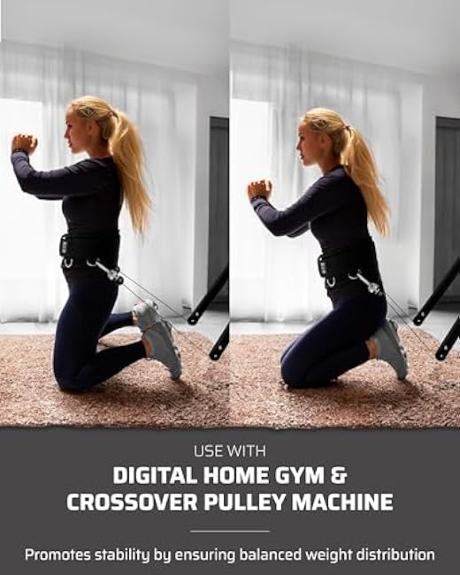 Multi-Attachment Belt for Cable Machine and Smart Home Gym Squats and Hip Thrusts, 5 Attachment Points for Optimal Weight Distribution, 2 Straps (40¡± & 27¡±) and 3 Metal Snap Hooks Included