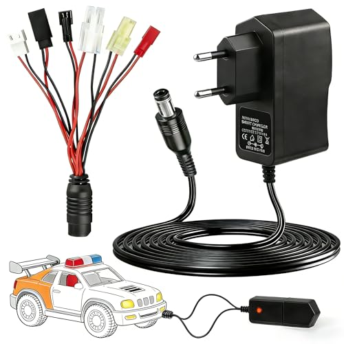 Intelligent 2.4-12V Chargeur, Voiture Chargeur RC Hydraulique avec 6 Commun Connecteur Auto Chargeurs de Batterie pour Batteries NiMH/NiCd 2-10S Bateau Drone...