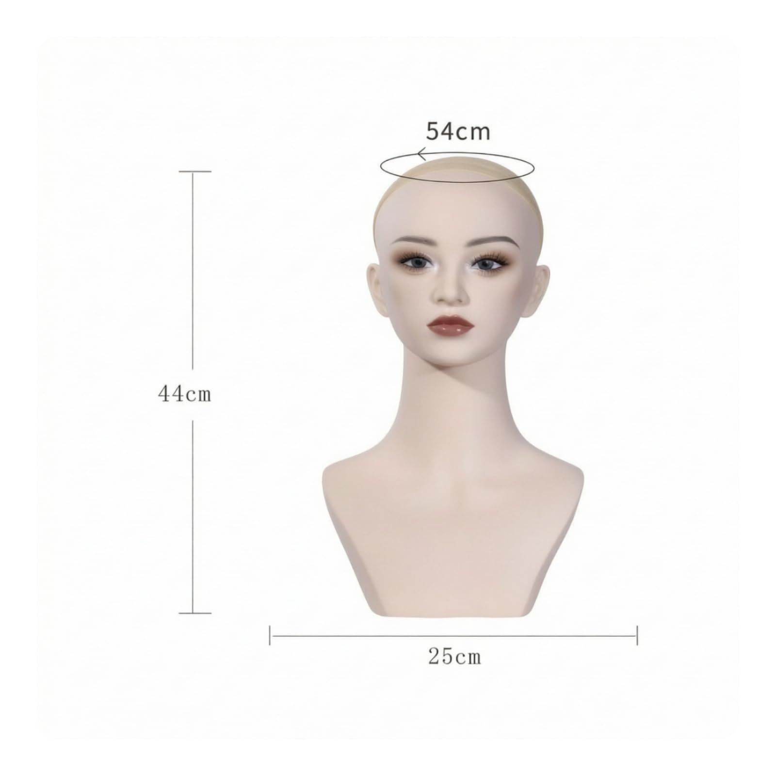 Qianly Testa di Manichino Femminile Realistico | Lineamenti Del Scolpiti, Finitura Liscia Color Carne, Testa Manichino con Spalle, per Vetrina