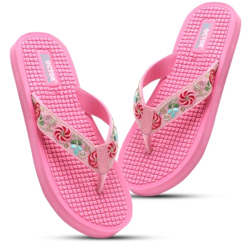 Image of DOCTOR HEALTH SUPER SOFT Women Flip Flops Slippers | Embroidered Comfortable Toe-Ring Sandals for Women | Lightweight Soft Cushioned Everyday Wear Casual Chappals