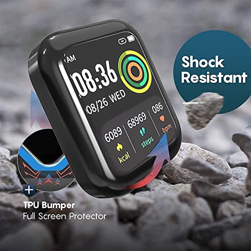 Image of Sounce Protective Case Cover Compatible Noise Color Fit Pulse Grand /Noise ColorFit Caliber Overall Protective Case TPU HD Clear Ultra-Thin Cover with Unbreakable Screen Guard - Black