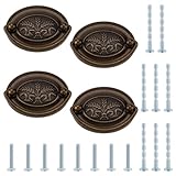 PH PandaHall Paquete de 4 tiradores de cajón antiguos ovalados de 8,3 cm, mango...