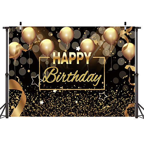 Fondo Negro y Dorado Sensfun para Fiesta de Cumpleaños 10x6.5ft miniatura 2