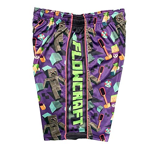 Flow Society Flowcraft Attack Boys Shorts - Kids Athletic - Basketball - Baseball - Hockey - Football - Lacrosse - Purple2